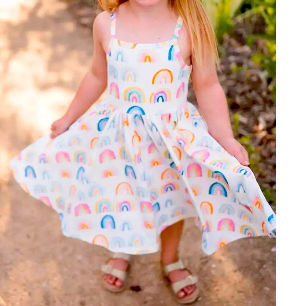 Ollie Jay | Camila Dress in Watercolor Rainbow
